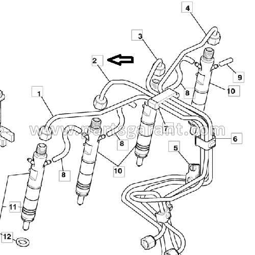Топливная трубка 2 ой форсунки JCB 4CX