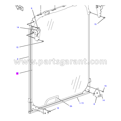Стекло лобовое верхнее Caterpillar 325D