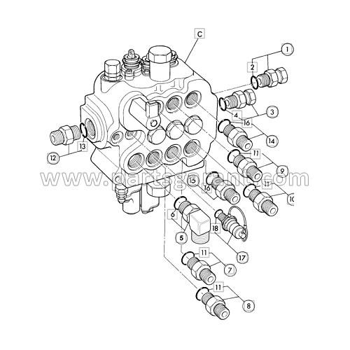 Гидравлический клапан передней лопаты (3 spool,float and reset) JCB 4CX