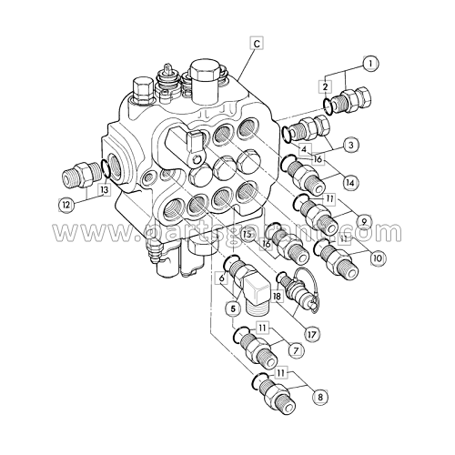 Гидравлический клапан передней лопаты (3 spool,float and reset, aux) JCB 4CX