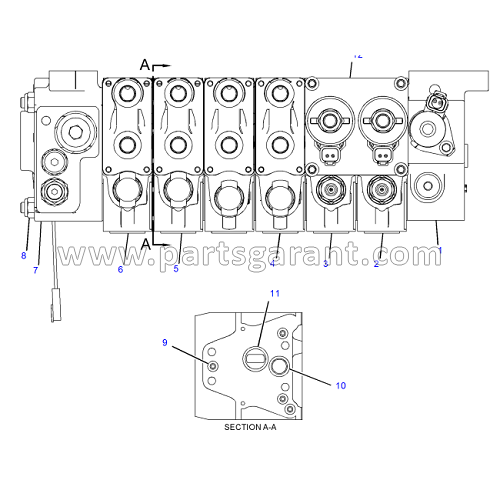 Гидрораспределительный клапан (6 секций) Caterpillar 434E