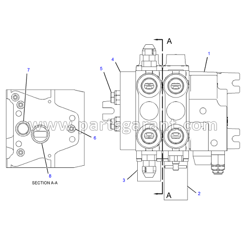 Гидрораспределительный клапан (2 секции) Caterpillar 434E