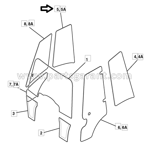 Стекло боковое правое JCB 4CX