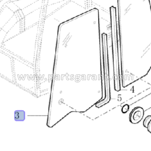 Стекло двери левое Case 590ST