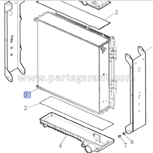 Радиатор (тело) Case 590ST