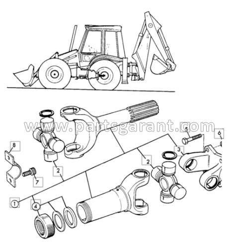 Кардан задний мост (Power Shift Center Pivot) JCB 3CX