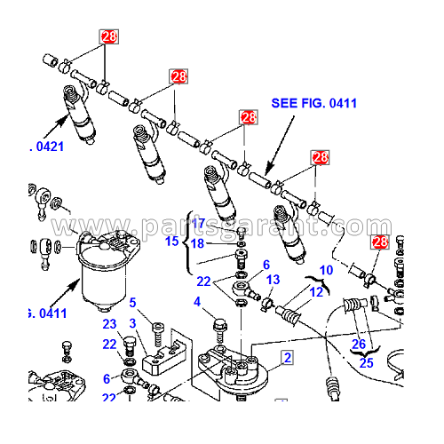 Фиттинг толпливных трубок форсунок Komatsu WB93R2